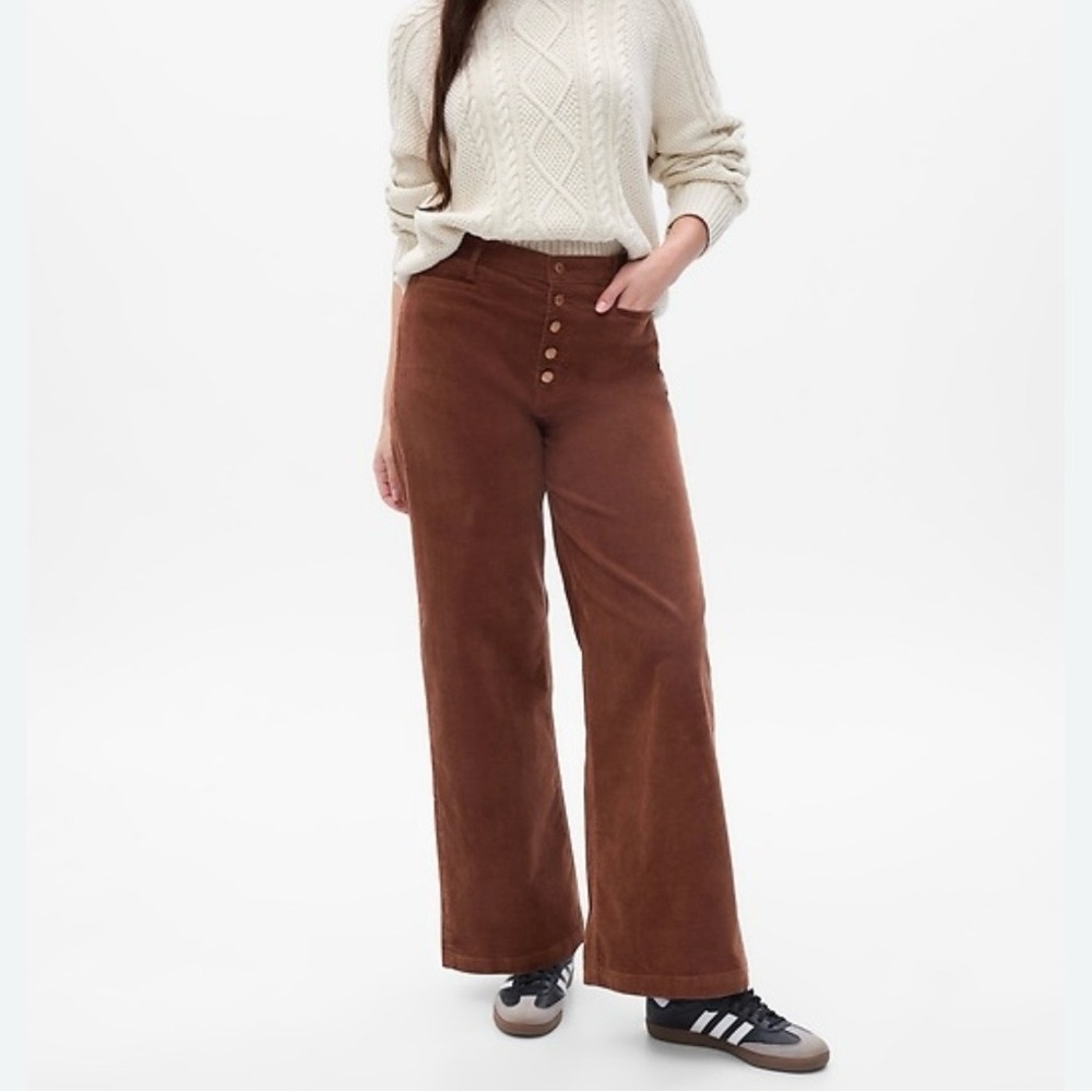GAP‎ Women’s High-Rise Sable Brown Wide Leg Corduroy Stride Pants Size 26